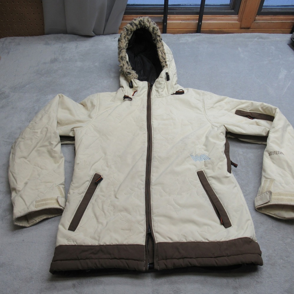 Volcom Never Change Jacket Womens Small White Insulated Hood Waterproof Snow Ski